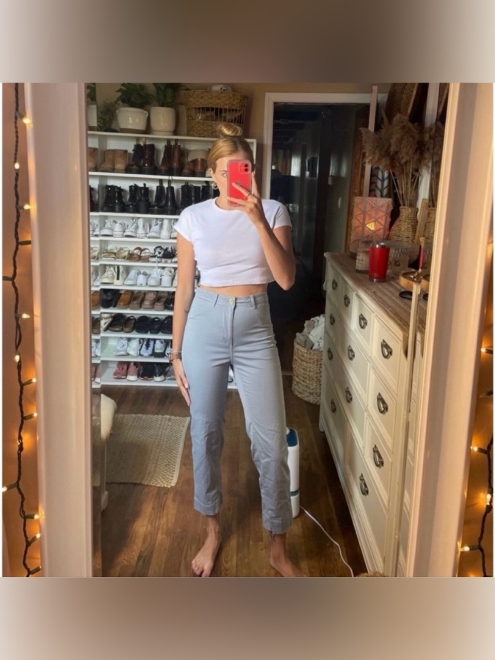 everlane blue high waisted trouser pants size 2